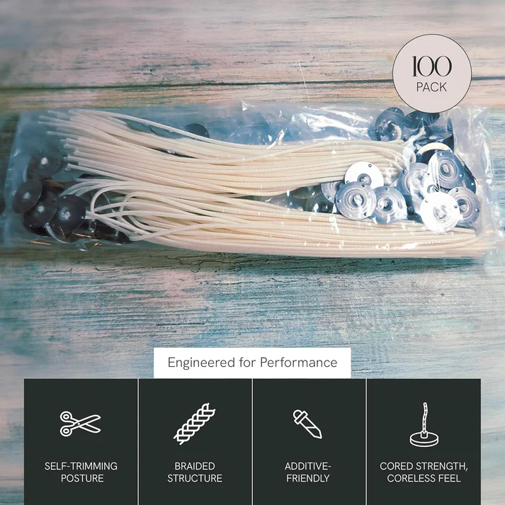 HTP-105 Candle Making Wicks, Pre-Tabbed, Rigid, Self-Trimming Wicks for Candlemaking, Works with Paraffin, Gel & Vegetable Wax, 8" Length, Pack of 5000