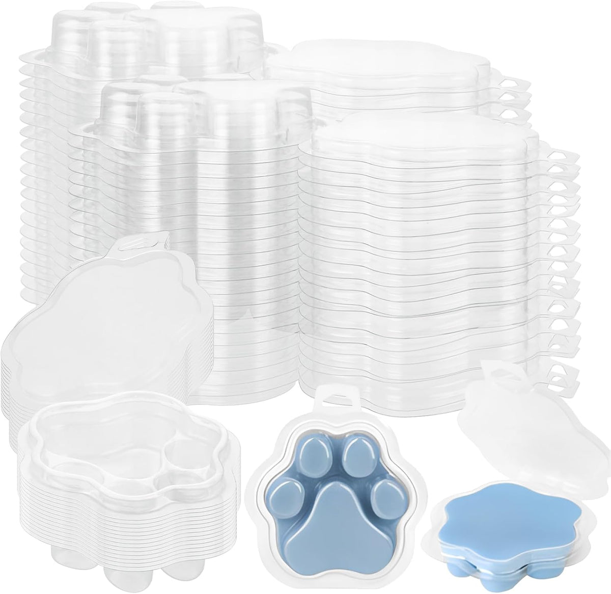 100 Pack Wax Melt Clamshells, Empty Candle Melt Molds, Dog Paw Shaped