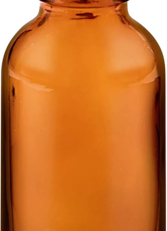 Boston 1 oz Amber Glass Round Bottle with Cap