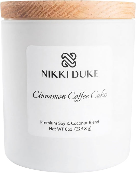 Cinnamon Coffee Cake Candle, Hand-Poured Soy & Coconut Wax Blend, Candles for Home Scented Collection, Cozy Cinnamon Coffee Cake Aroma, 40 Hr Even Burn, 8 oz Jar