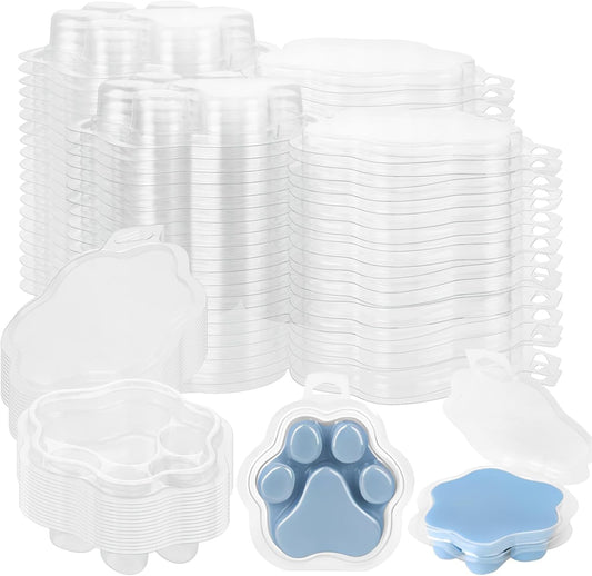100 Pack Wax Melt Clamshells, Empty Candle Melt Molds, Dog Paw Shaped