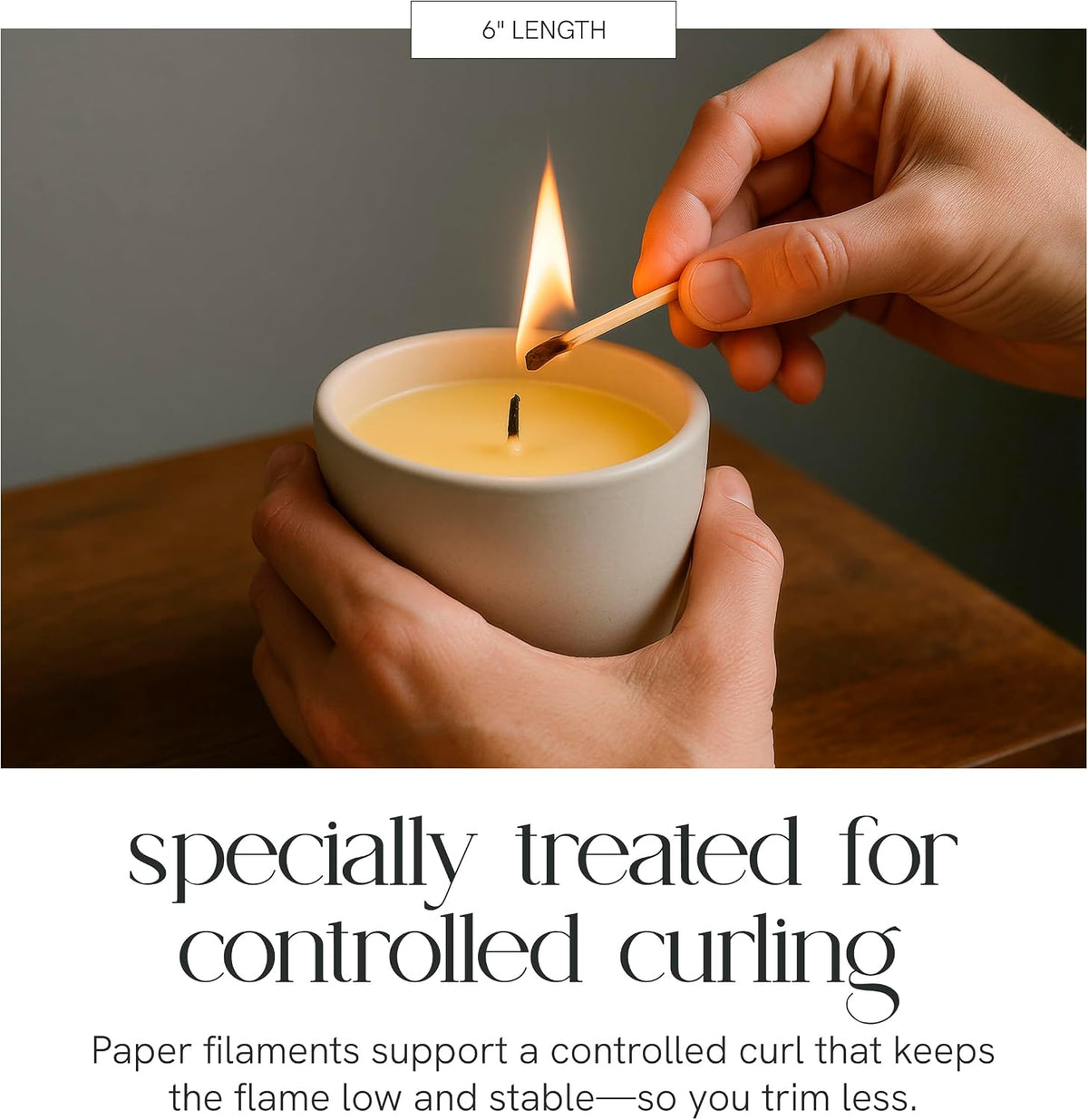6" Eco Candle Making Wicks, Self-Trimming Design, Coreless Cotton Wicks for Candle Making, Ideal for DIY, Ideal for Low Melt-Point Waxes, Size ECO-1, Pack of 100