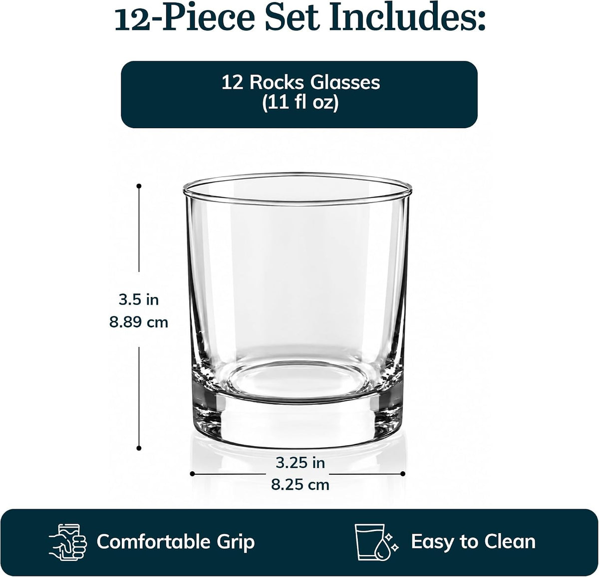 Libbey 917CD Heavy Base Rocks Glasses Set of 12, 11 oz