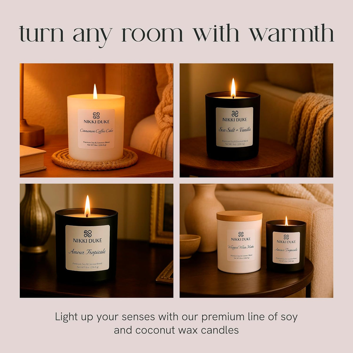 Mahogany & Tobacco Leaf Candle, Hand-Poured Soy & Coconut Wax Blend, Earthy Aroma with Rich Wood & Smoky Tobacco Leaf Notes, 40 Hr Even Burn Candles for Home