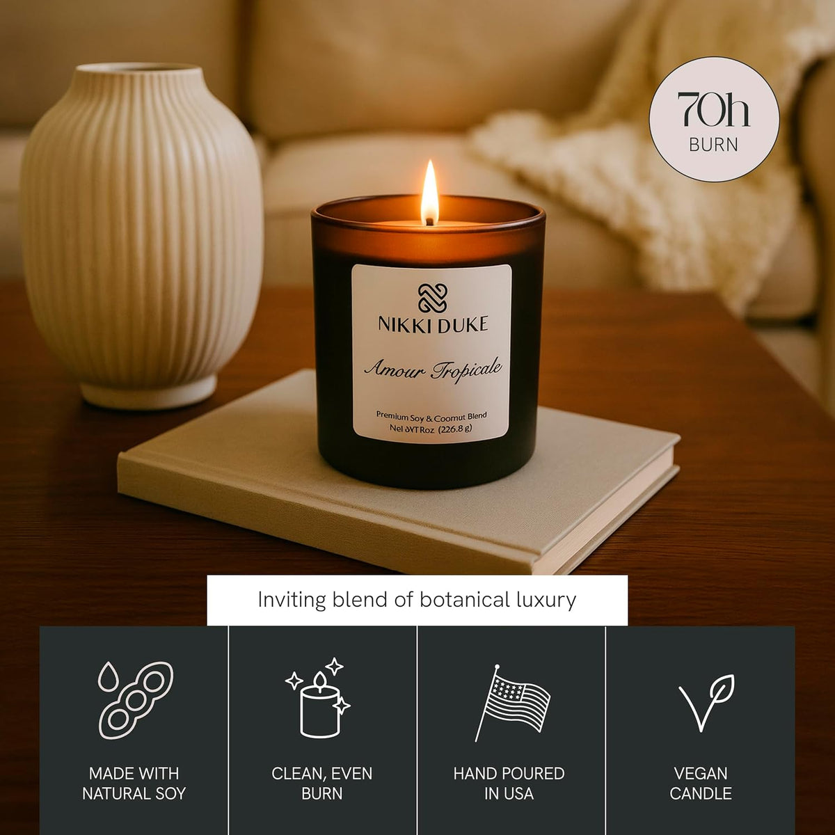 Christmas Sugar Cookie Candle, Hand-Poured Soy & Coconut Wax Blend, Sweet Aroma with Butter, Vanilla & Nutmeg Notes, 40 Hr Even Burn Candles for Home Scented Collection, 8 oz Jar