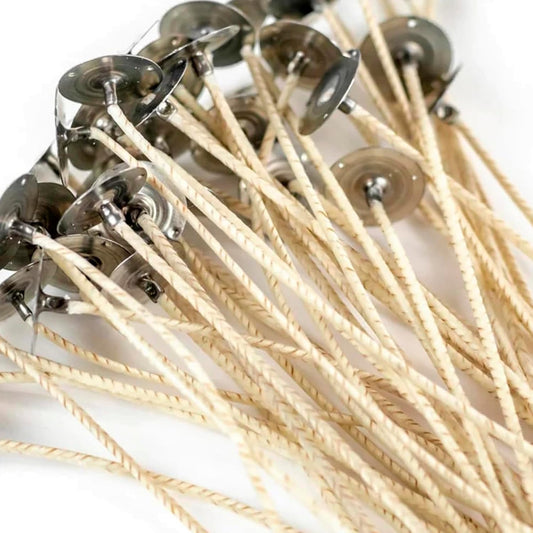 HTP-41 Candle Making Wicks, Pre-Tabbed, Rigid, Self-Trimming Wicks for Candlemaking, Works with Paraffin, Gel & Vegetable Wax, 6" Length, Pack of 100